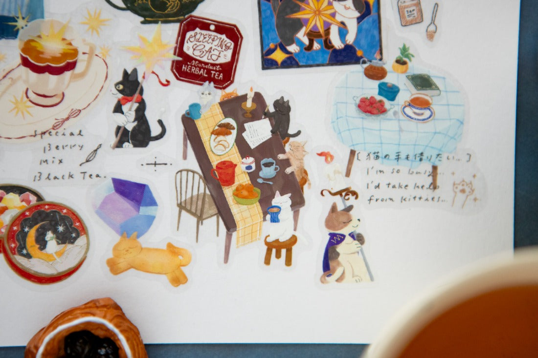 OURS Tea Room Sleeping Cat Kiss-cut PET Tape