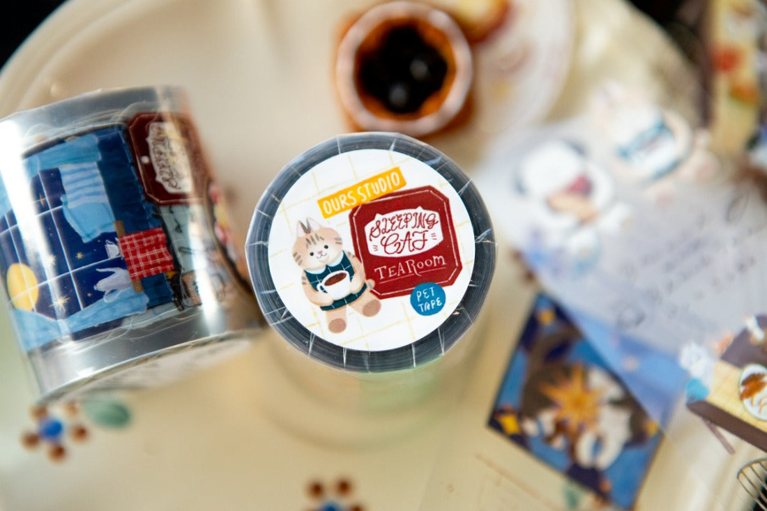 OURS Tea Room Sleeping Cat Kiss-cut PET Tape