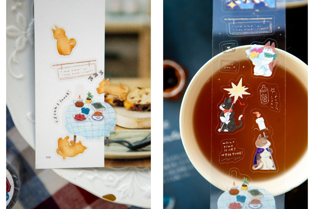 OURS Tea Room Sleeping Cat Kiss-cut PET Tape