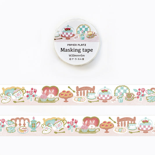 Papier Platz x A La Cardo Gold Foil Washi Tape - Alice's Tea Party
