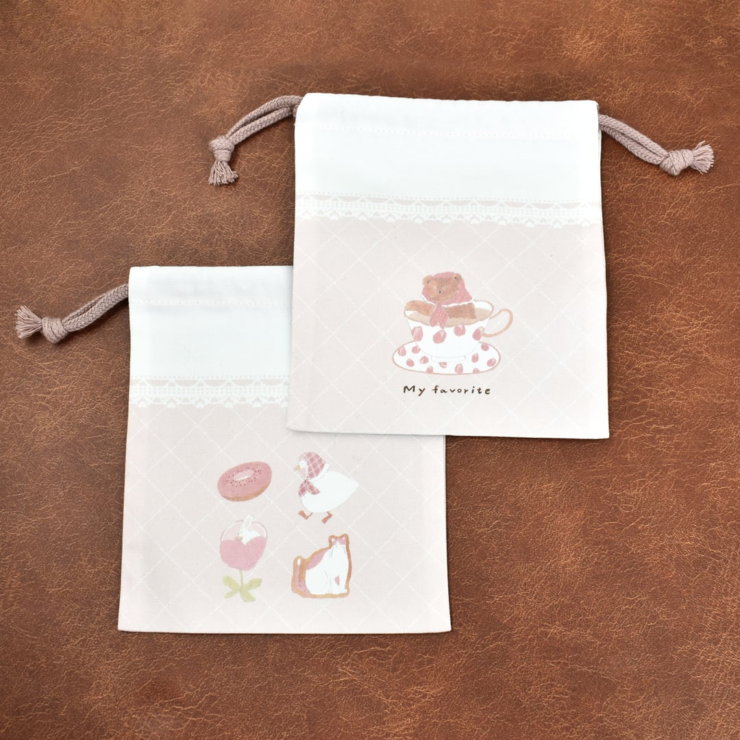 Papier Platz x Tobimatsu Shoichiro Drawstring Pouch, Small - Pink
