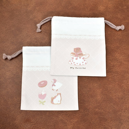 Papier Platz x Tobimatsu Shoichiro Drawstring Pouch, Small - Pink