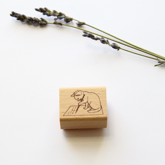 Pottering Cat Small Rubber Stamp - Write A Letter