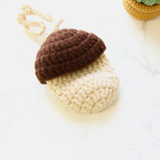 Pinky Elephant Handmade Crochet Chestnut Bag for Airpods and Earbuds