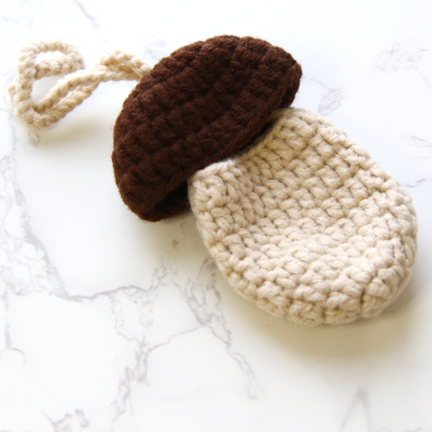 Pinky Elephant Handmade Crochet Chestnut Bag for Airpods and Earbuds