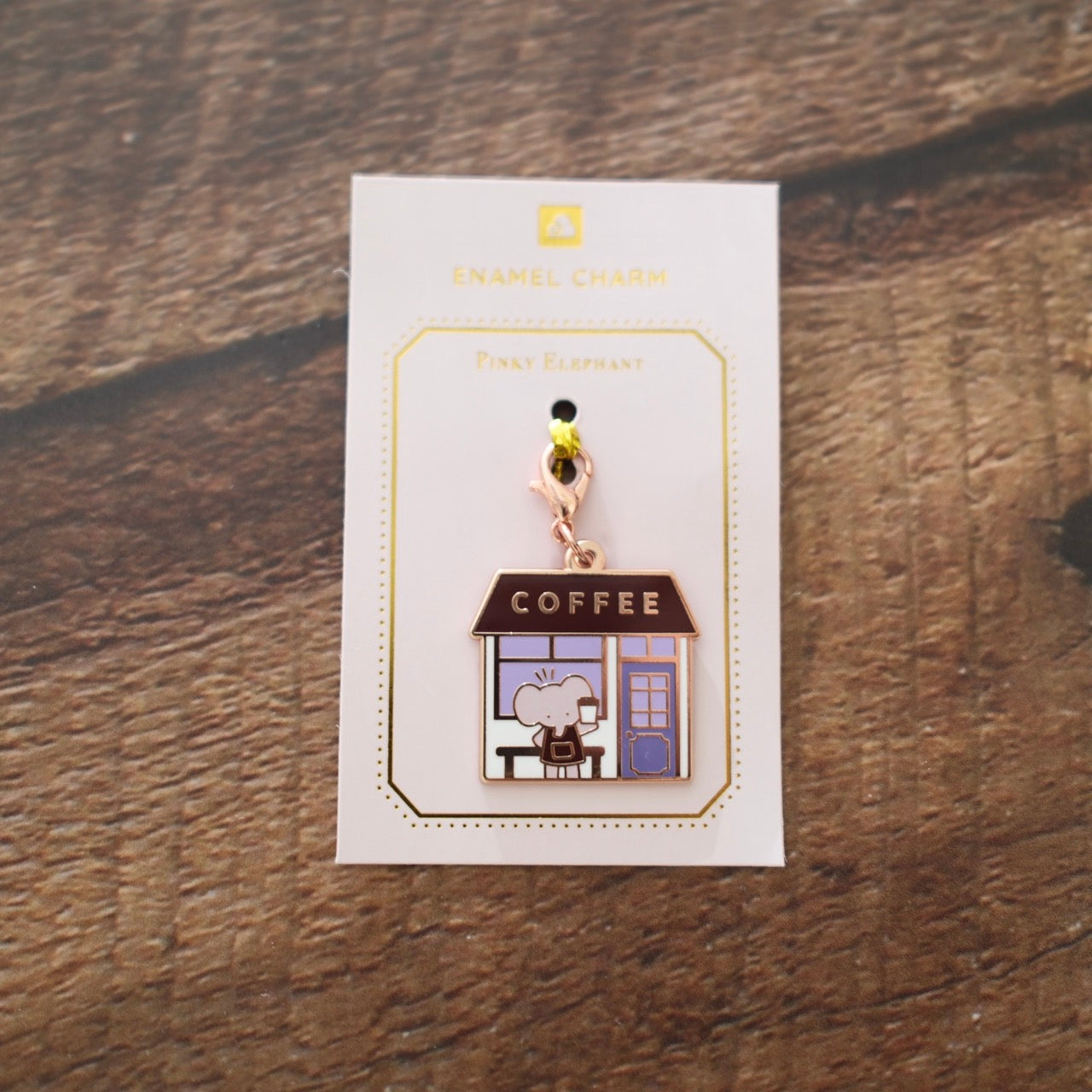Pinky Elephant x Thousand Skies Elephant Enamel Charm  - Elephant Coffee Stand