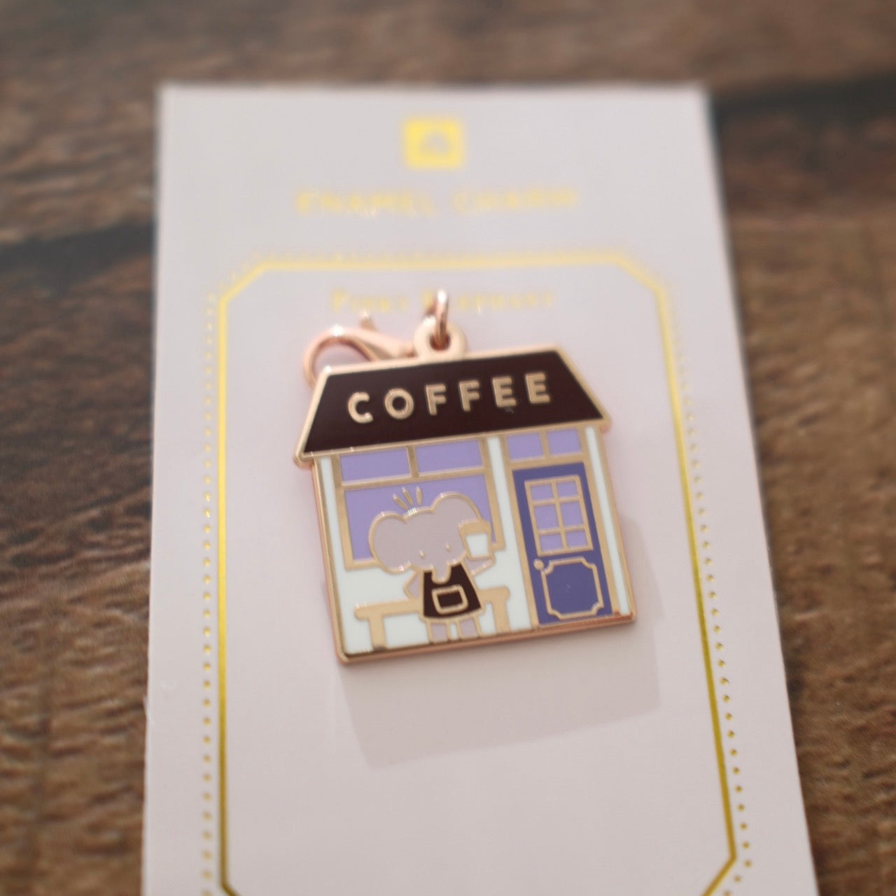 Pinky Elephant x Thousand Skies Elephant Enamel Charm  - Elephant Coffee Stand