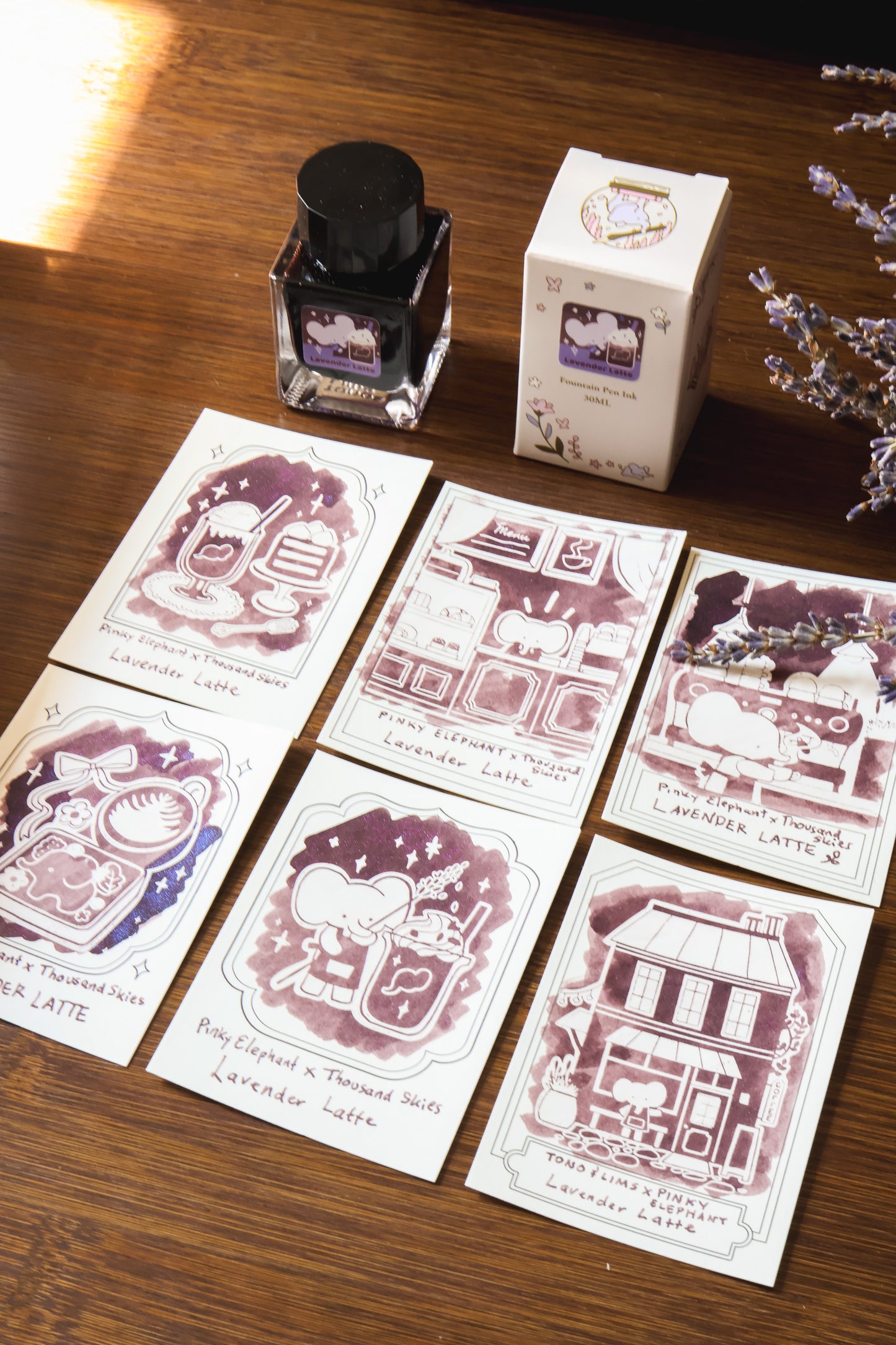 Pinky Elephant x Thousand Skies Ink Swatch Card Set - Lavender Latte