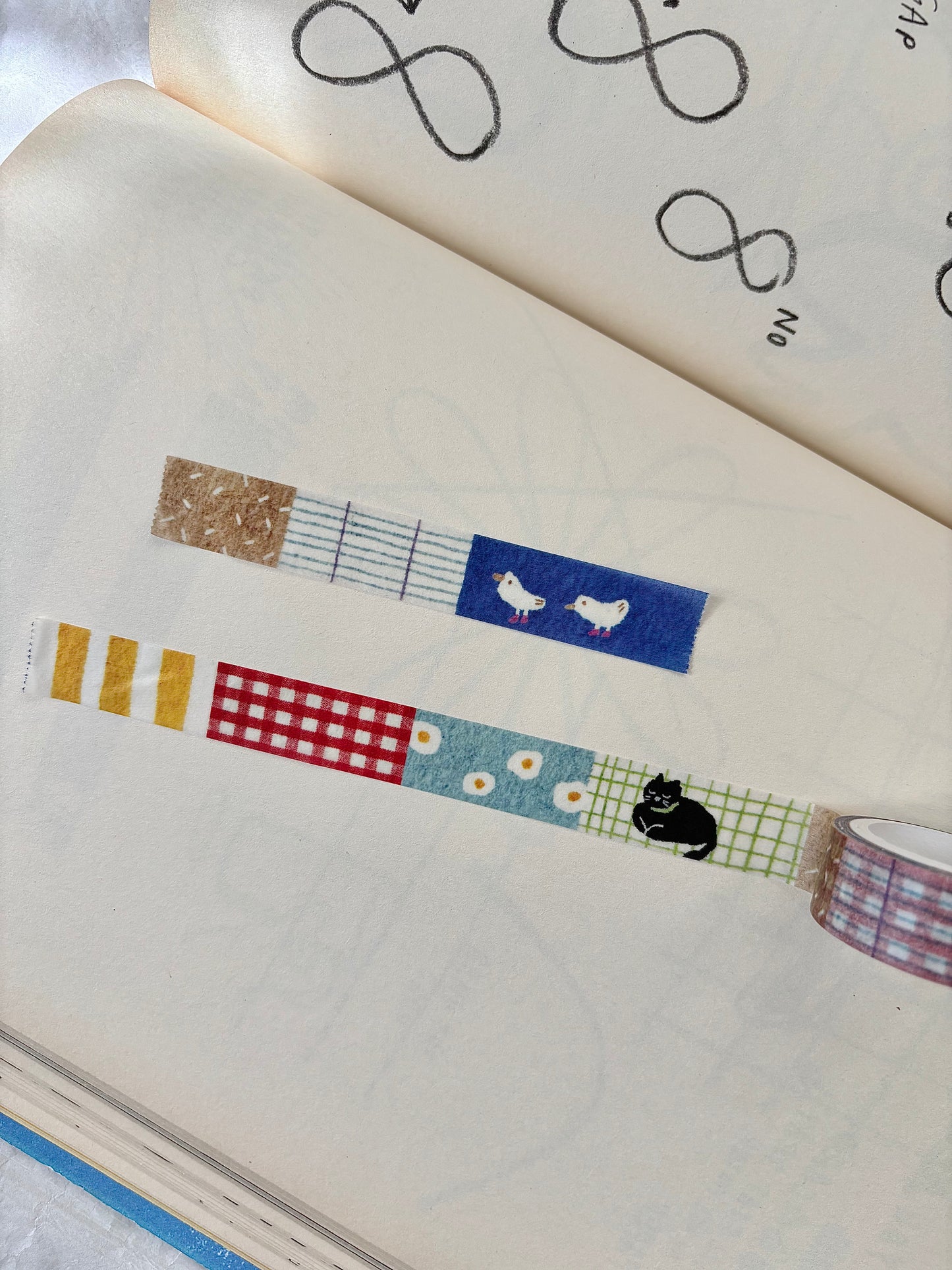 Pion Slim Washi Tape, Cat on the Rug, 2 designs
