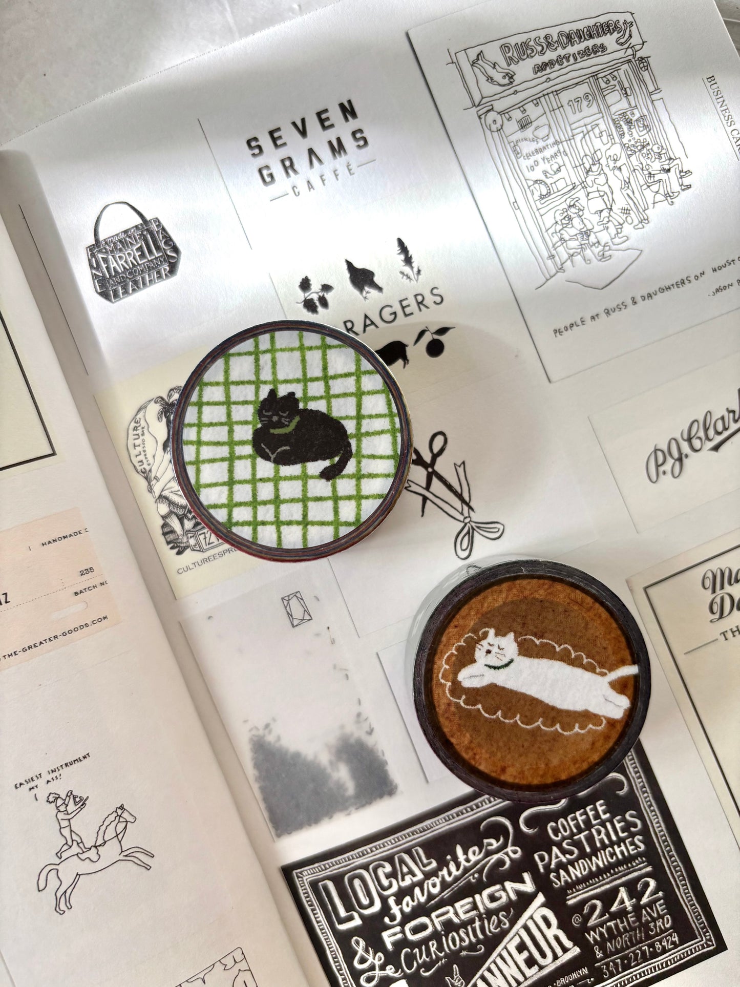 Pion Slim Washi Tape, Cat on the Rug, 2 designs