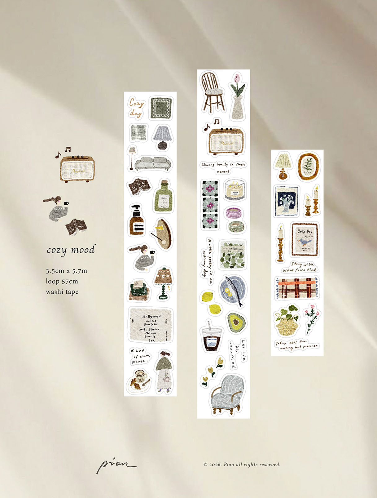 Pion "Cozy Mood" Kiss-Cut Washi Tape