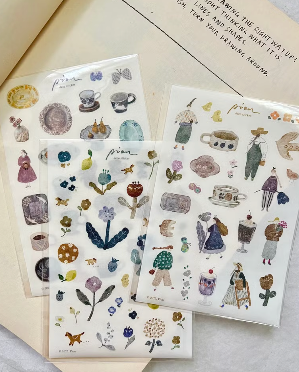 Pion Kiss-cut Washi Sticker, 3 designs