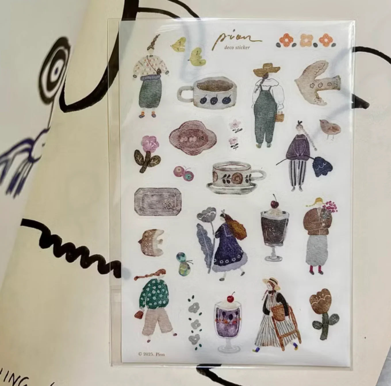 Pion Kiss-cut Washi Sticker, 3 designs