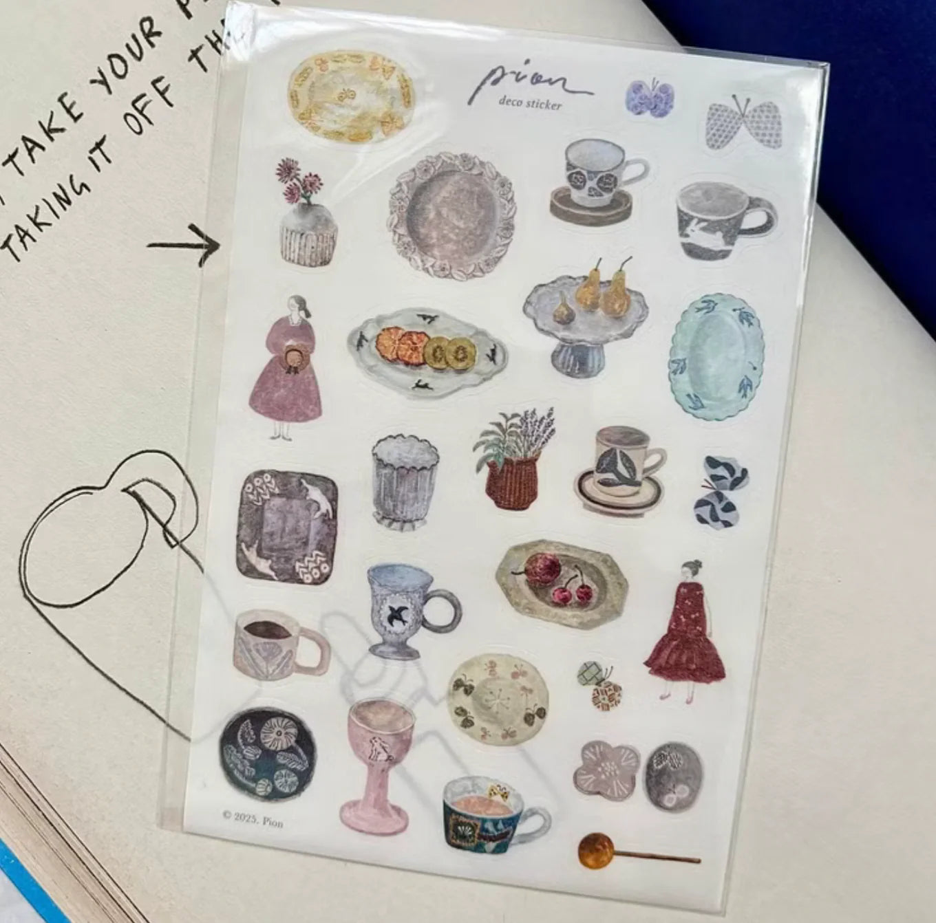 Pion Kiss-cut Washi Sticker, 3 designs