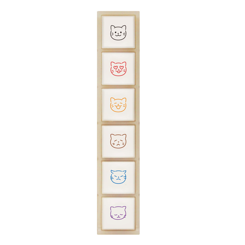 Kodomo No Kao Pochitto6 Pre-Inked Push-button Stamp - Cat Moods