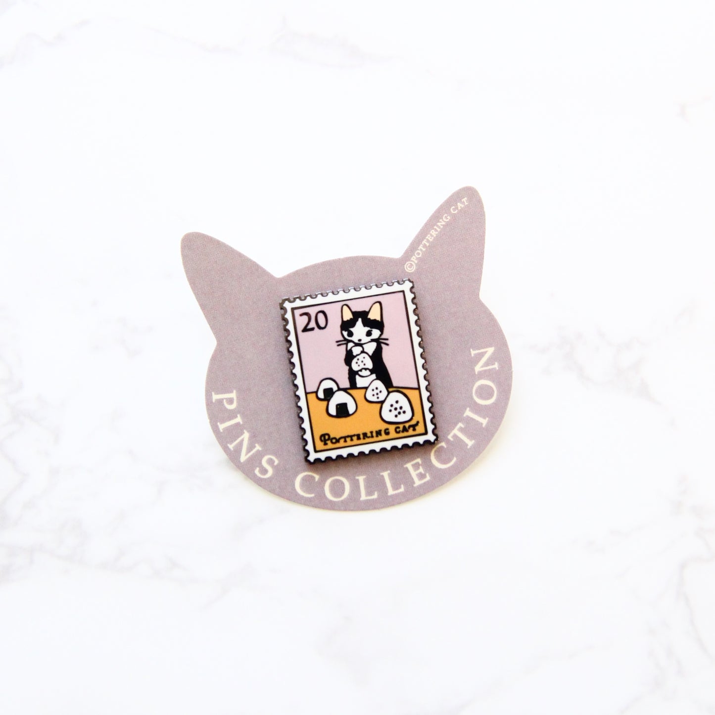 Pottering Cat Enamel Pin - Rice Ball