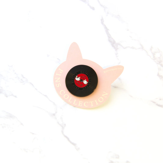 Pottering Cat Enamel Pin - Vinyl Red