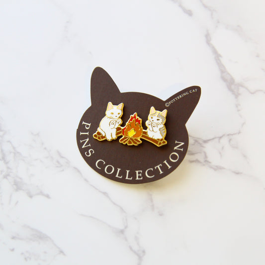 Pottering Cat Enamel Pin - Bonfire