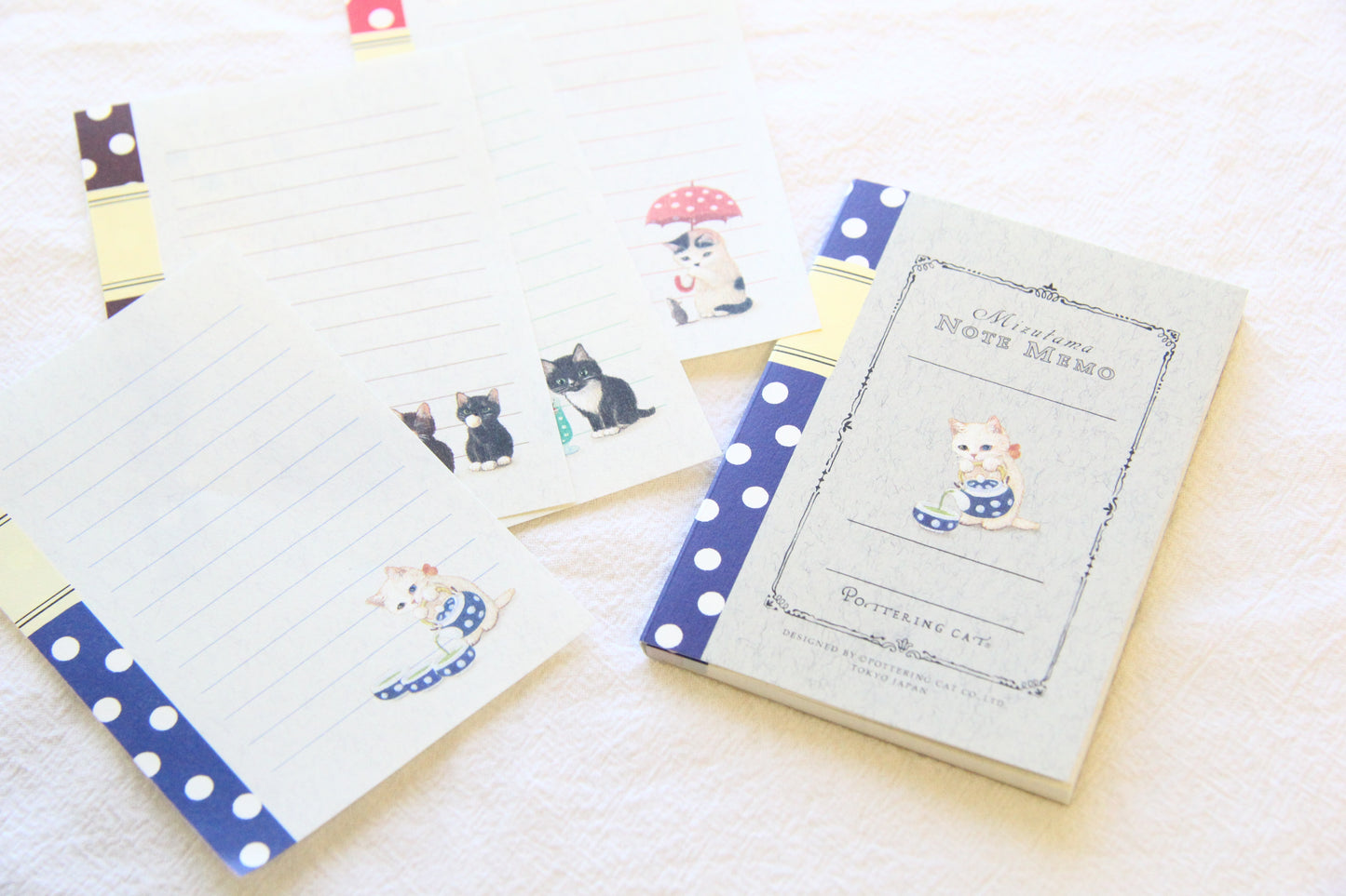 Pottering Cat Notebook-Style Note Pad - Polka Dot