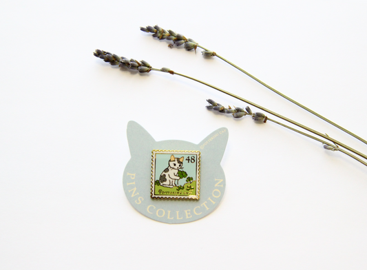 Pottering Cat Enamel Pin - Clover Stamp