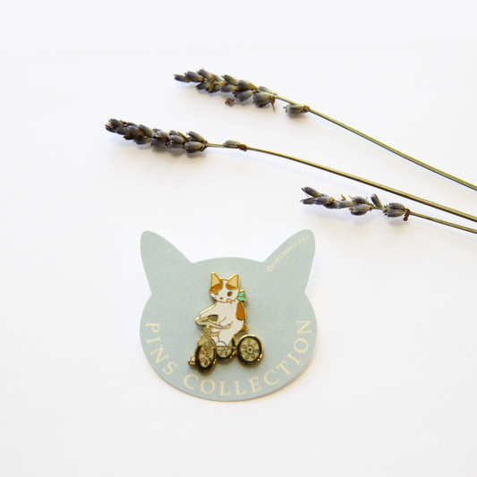 Pottering Cat Enamel Pin - Tricycle