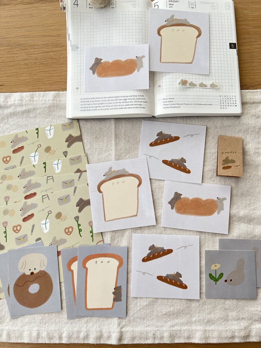 ranmyu Memo Paper Packet - Bunny Kuma and Bread