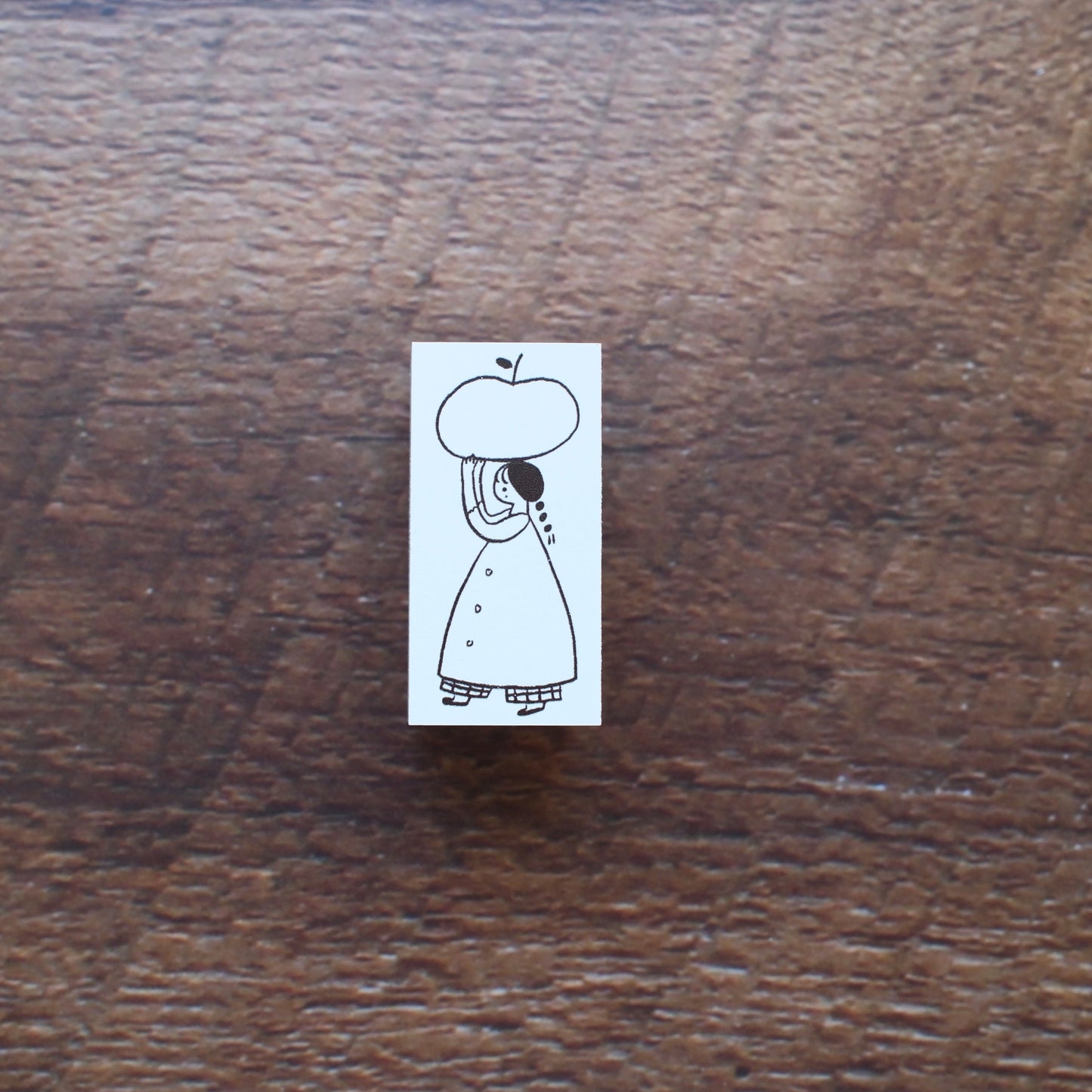 ranmyu Rubber Stamp - Holding A Big Apple On Her Head