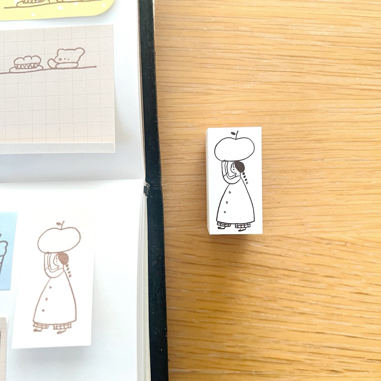 ranmyu Rubber Stamp - Holding A Big Apple On Her Head