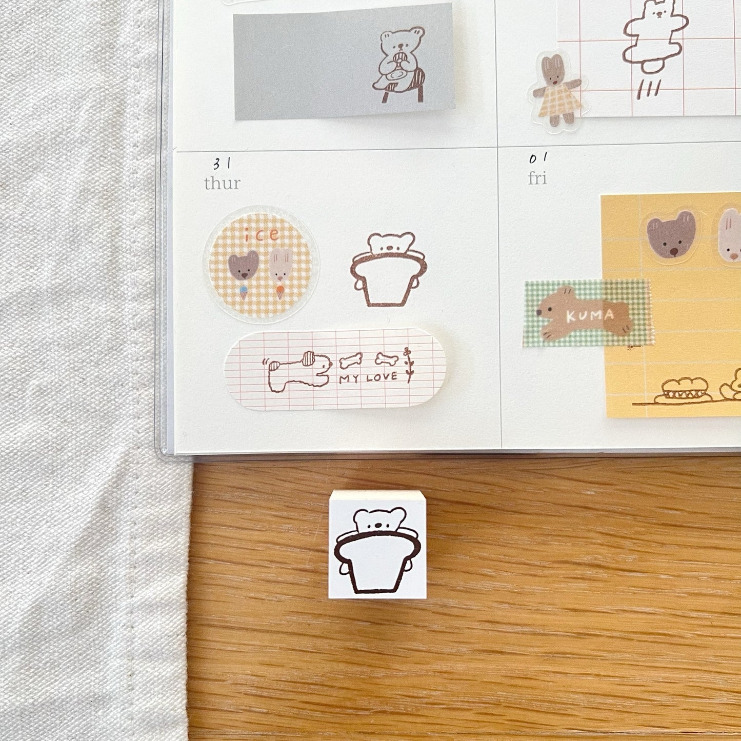 ranmyu Rubber Stamp - Kuma in Toast