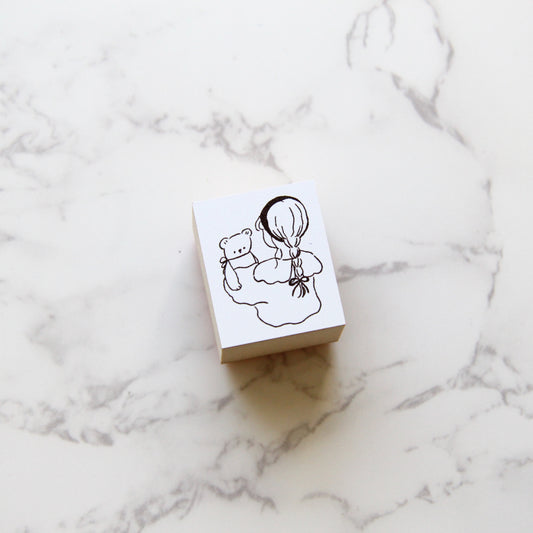 ranmyu Rubber Stamp - Girl Holding Kuma