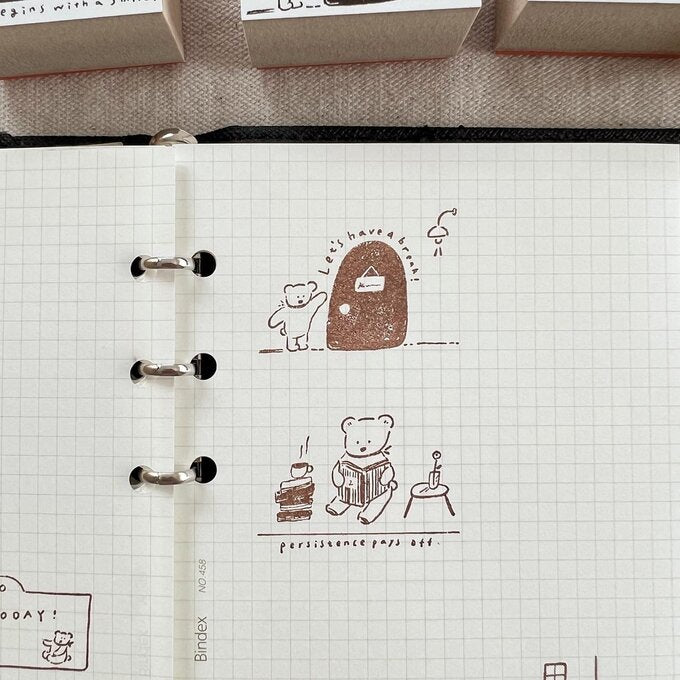 ranmyu Rubber Stamp - Reading and Coffee