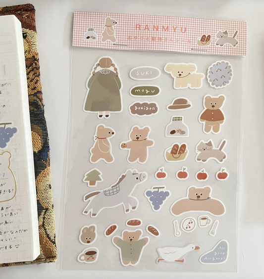 ranmyu Sticker Sheet - Forest Animals and Fruits