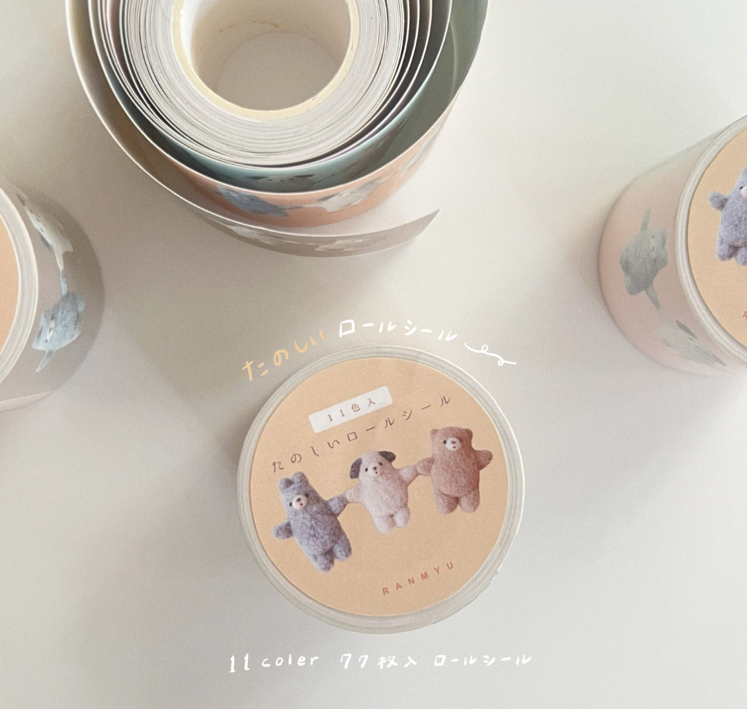 ranmyu Sticky Memo Roll - Wool Felt Bears