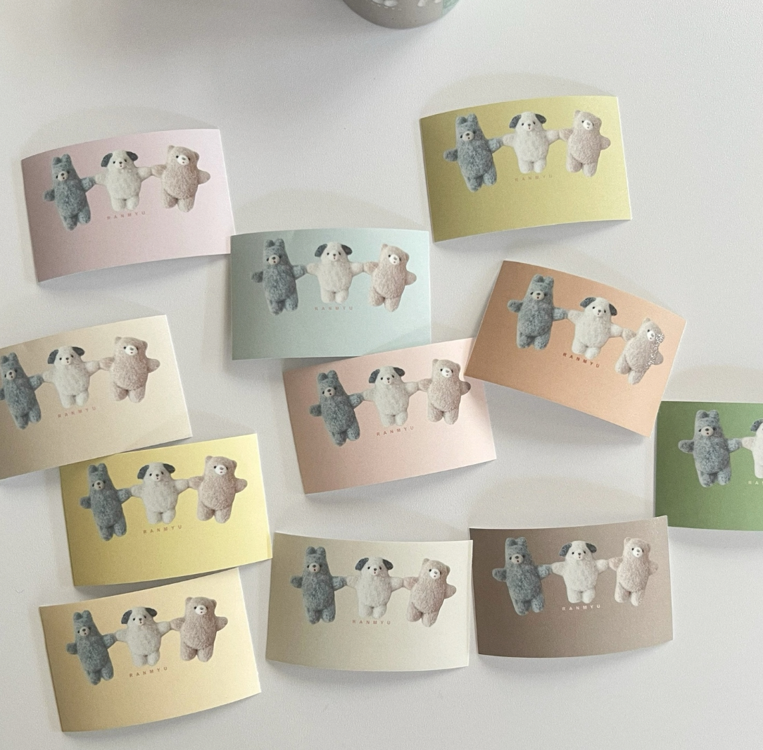 ranmyu Sticky Memo Roll - Wool Felt Bears