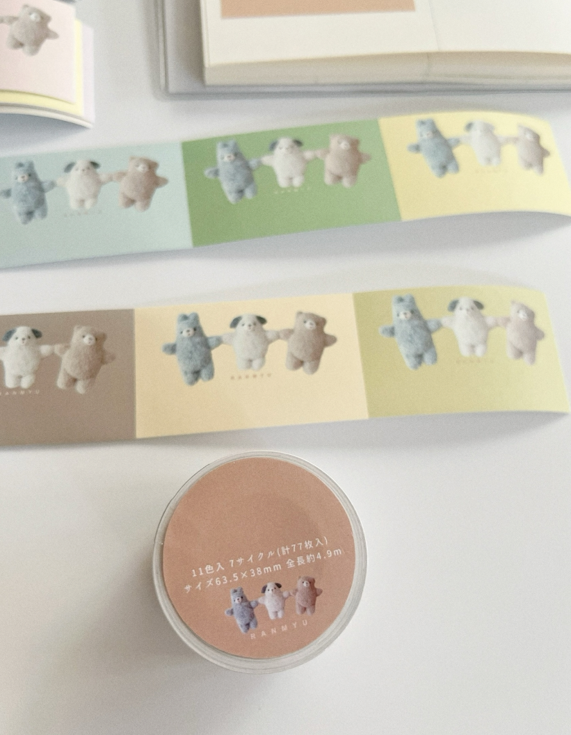 ranmyu Sticky Memo Roll - Wool Felt Bears