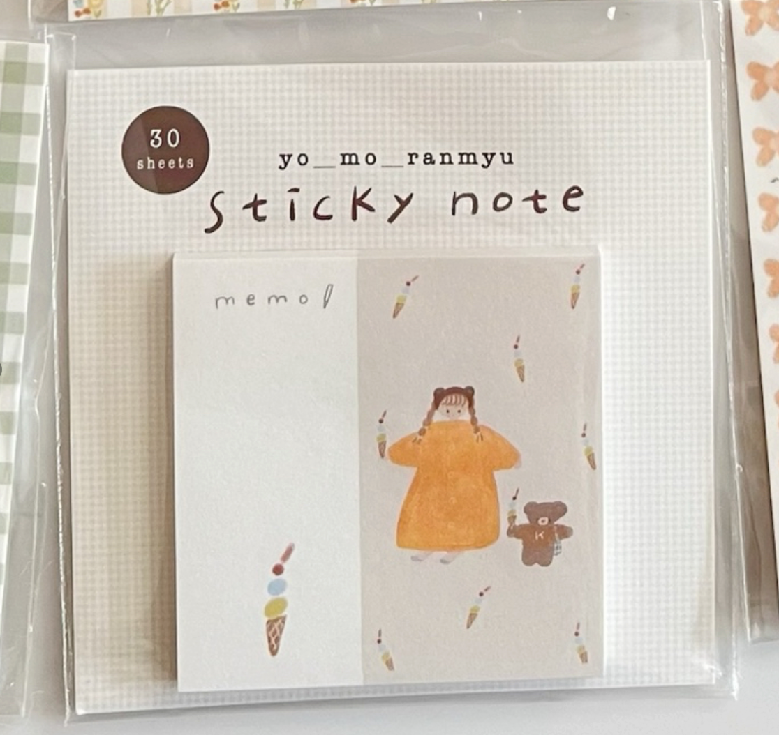 ranmyu die-cut Sticky Notes - Girl with Ice Cream (Square)