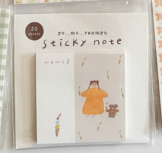 ranmyu die-cut Sticky Notes - Girl with Ice Cream (Square)
