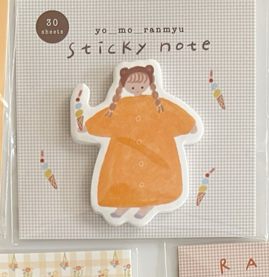 Note Ice ranmyu die-cut Sticky Notes - Girl Holding Ice Cream Cone – Pinky Elephant