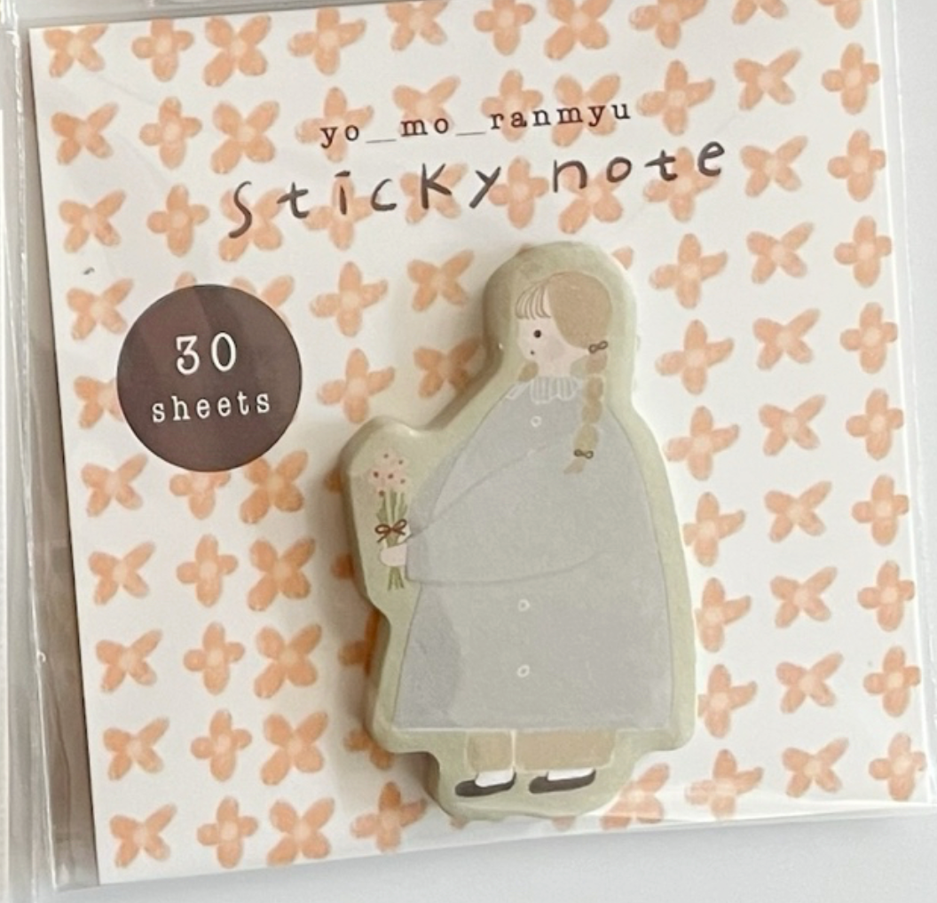 ranmyu die-cut Sticky Notes - Girl Holding Flowers