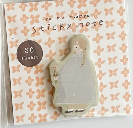 ranmyu die-cut Sticky Notes - Girl Holding Flowers