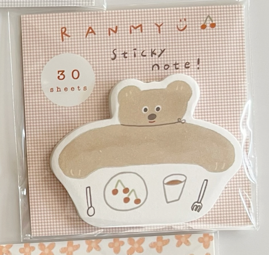 ranmyu die-cut Sticky Notes - Food and Kuma