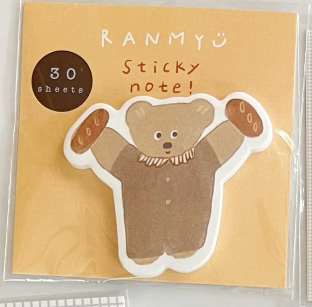 ranmyu die-cut Sticky Notes - Kuma Holding Bread