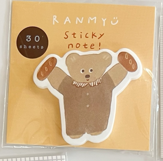 ranmyu die-cut Sticky Notes - Kuma Holding Bread