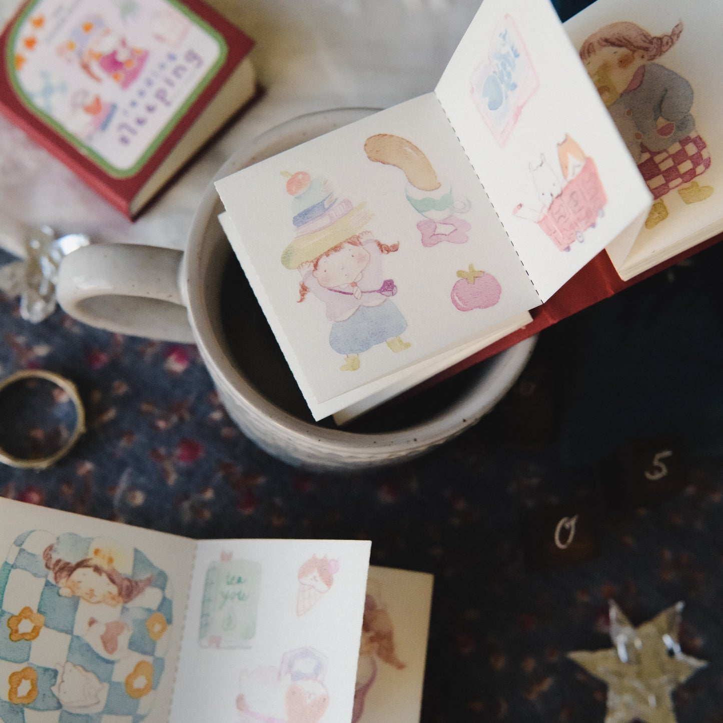 Teayou Kiss-cut Washi Tape Mini Booklet - Reading Sleeping