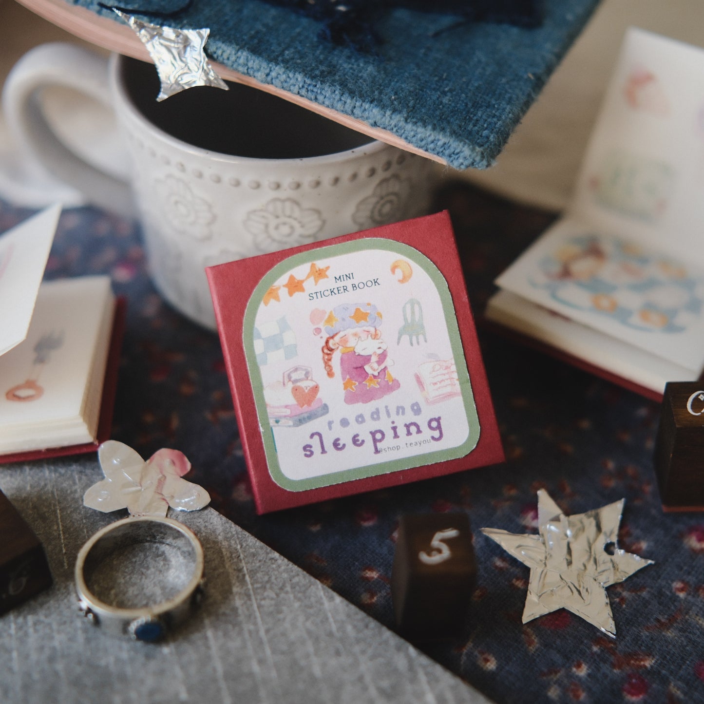 Teayou Kiss-cut Washi Tape Mini Booklet - Reading Sleeping