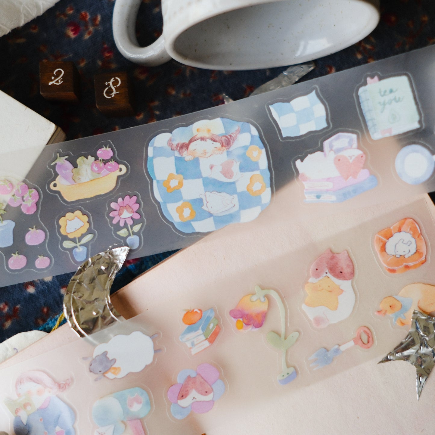 Teayou Kiss-cut PET Tape -  Reading Sleeping