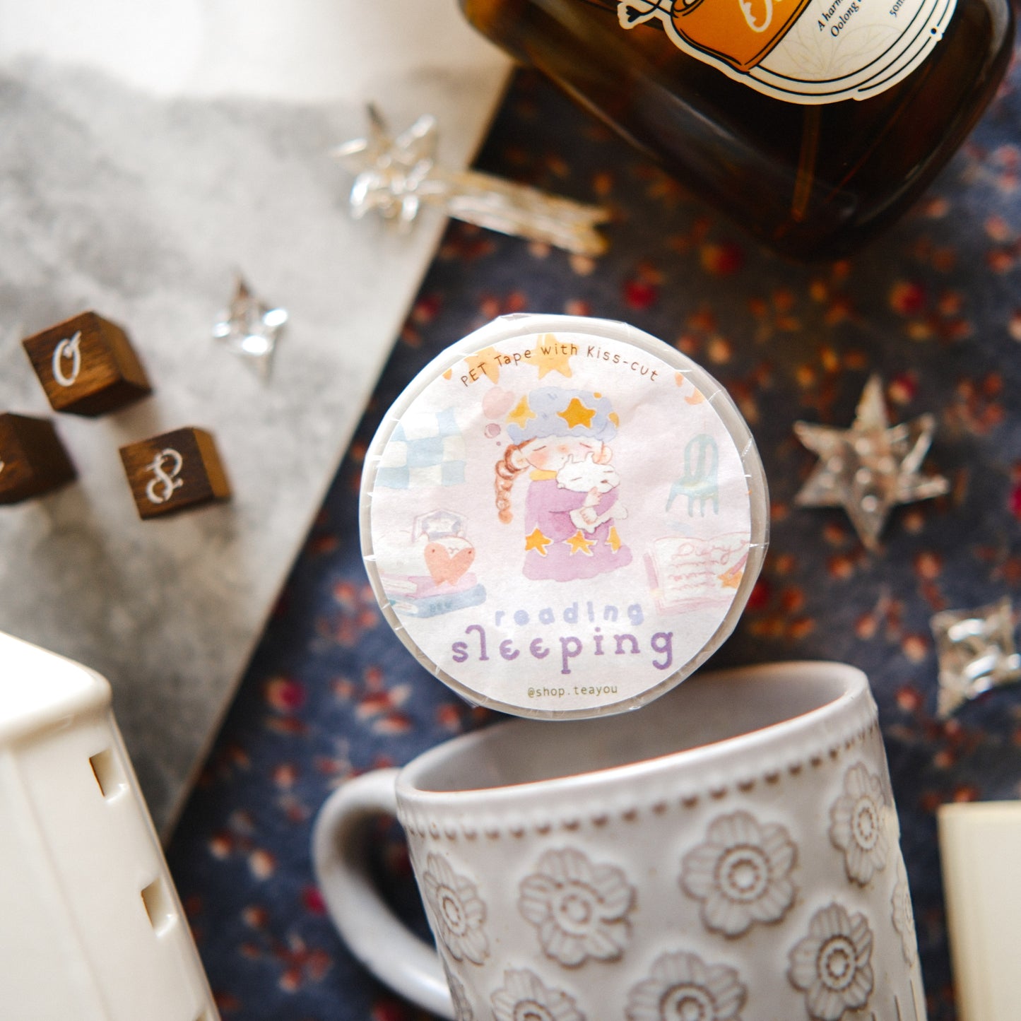 Teayou Kiss-cut PET Tape -  Reading Sleeping