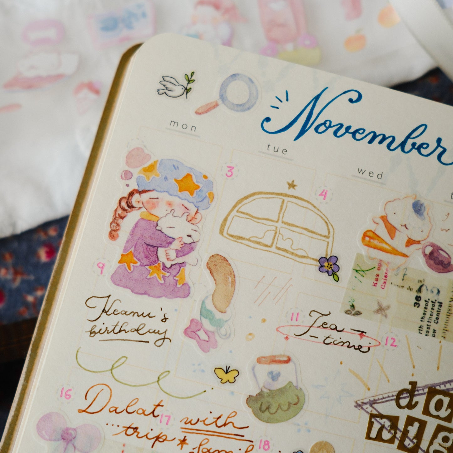 Teayou Kiss-cut Washi Tape Mini Booklet - Reading Sleeping