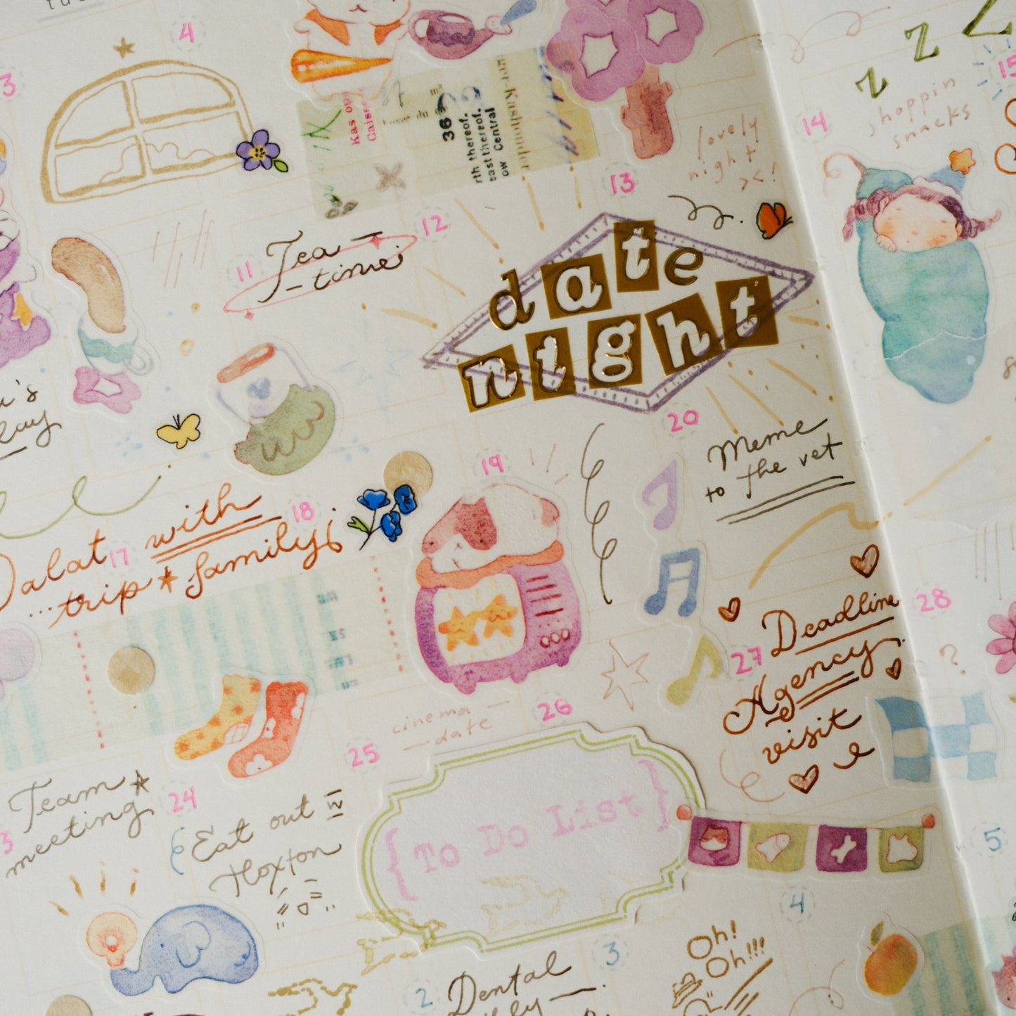 Teayou Kiss-cut Washi Tape Mini Booklet - Reading Sleeping