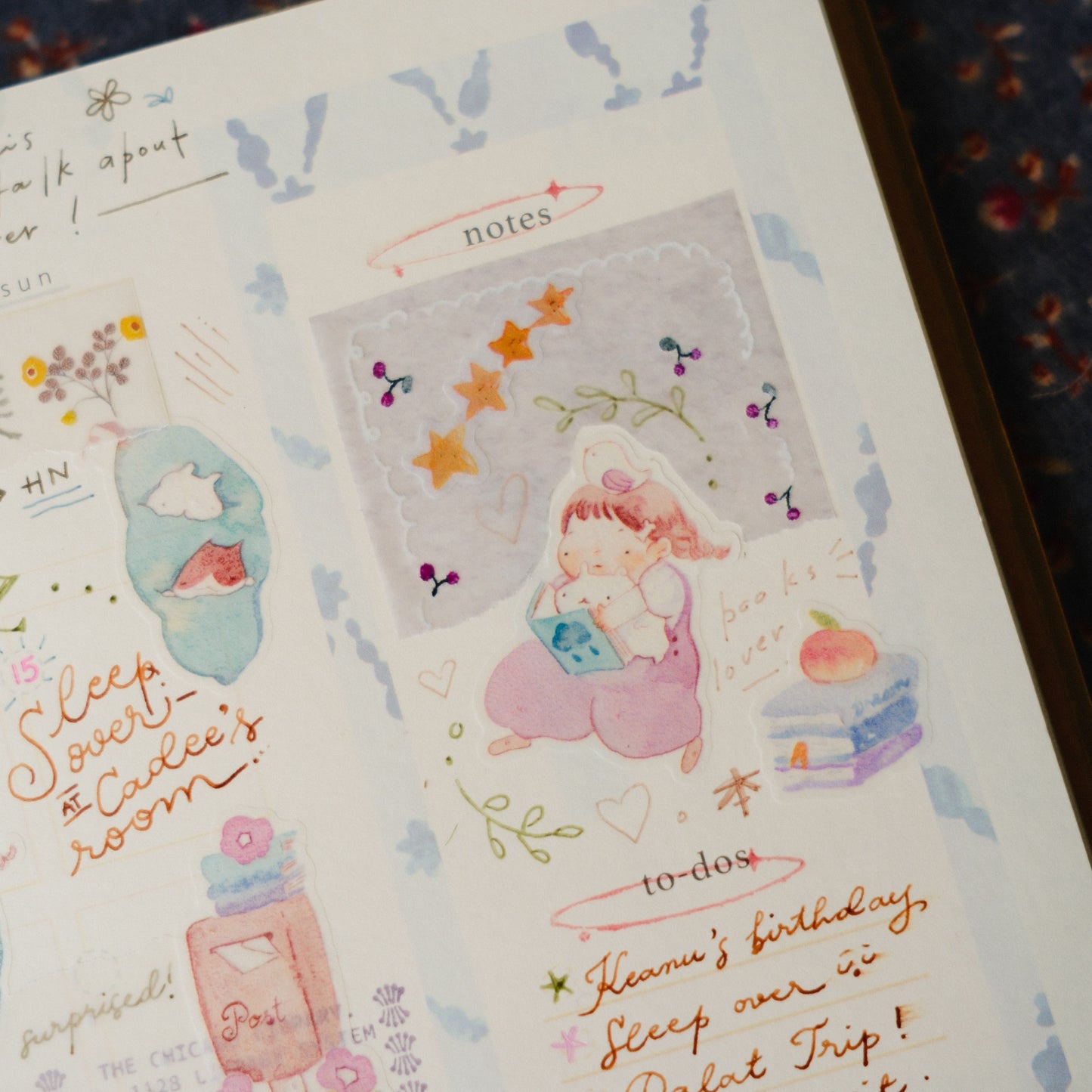 Teayou Kiss-cut Washi Tape Mini Booklet - Reading Sleeping